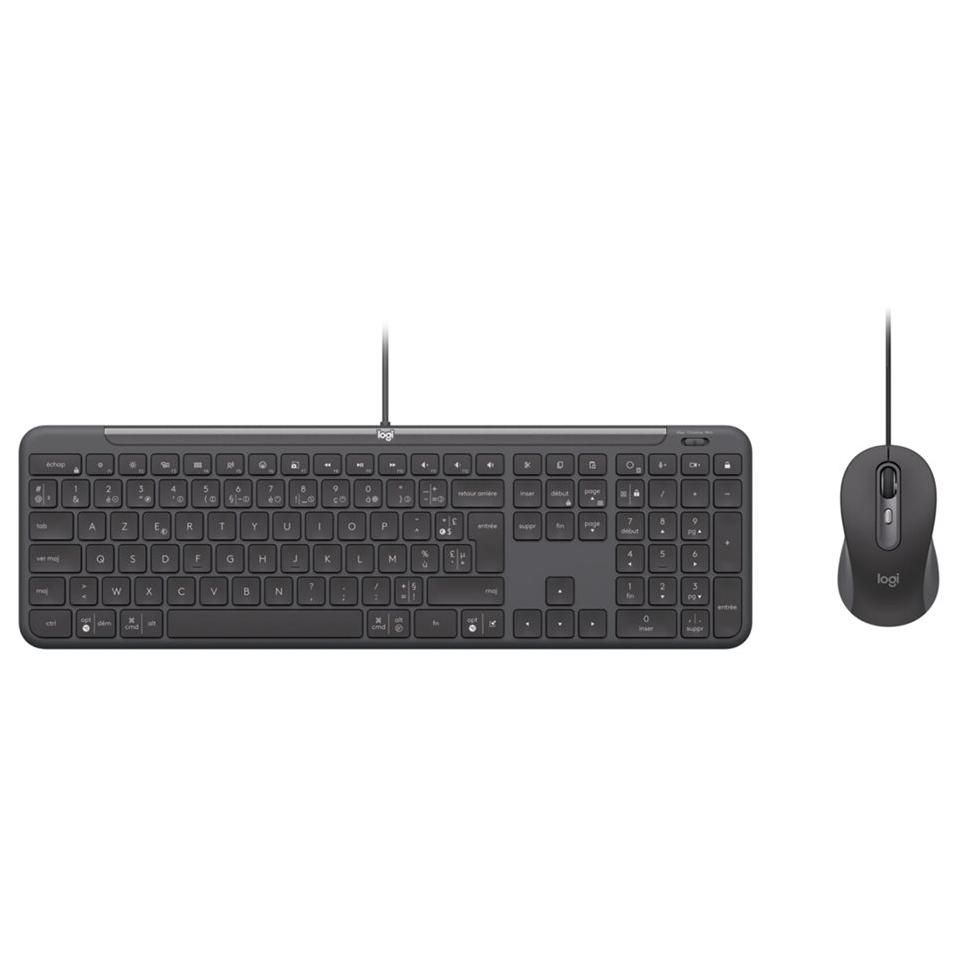 Logitech Signature Slim Wired Combo MK620 - Business Keyboard and Mouse Set - Full Size - USB-C - AZERTY