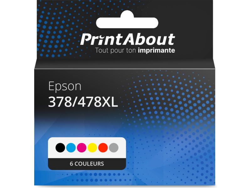 Cartouche compatible Epson 378/478XL (C13T379D4010) - 6 couleurs - Grande capacité - Multipack par PrintAbout