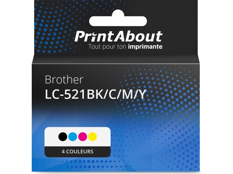 Cartouche d'encre Brother LC-521 Multipack - Noir, Cyan, Magenta, Jaune