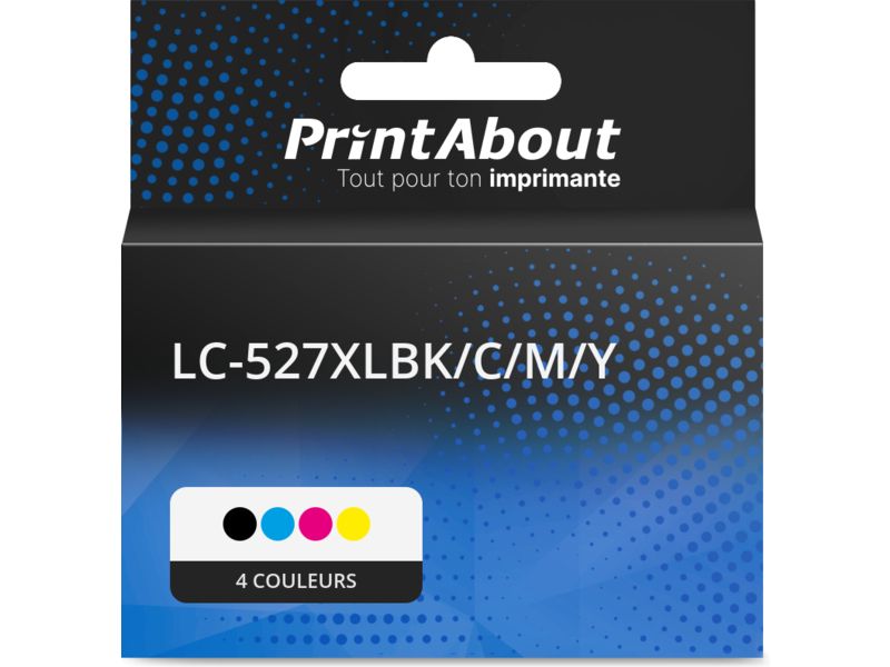 Cartouche compatible Brother LC-527XLBK/C/M/Y - 4 couleurs - Grande capacité - Multipack (PrintAbout)