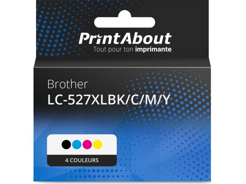 Cartouche compatible Brother LC-527XLBK/C/M/Y - 4 couleurs - Grande capacité - Multipack (PrintAbout)