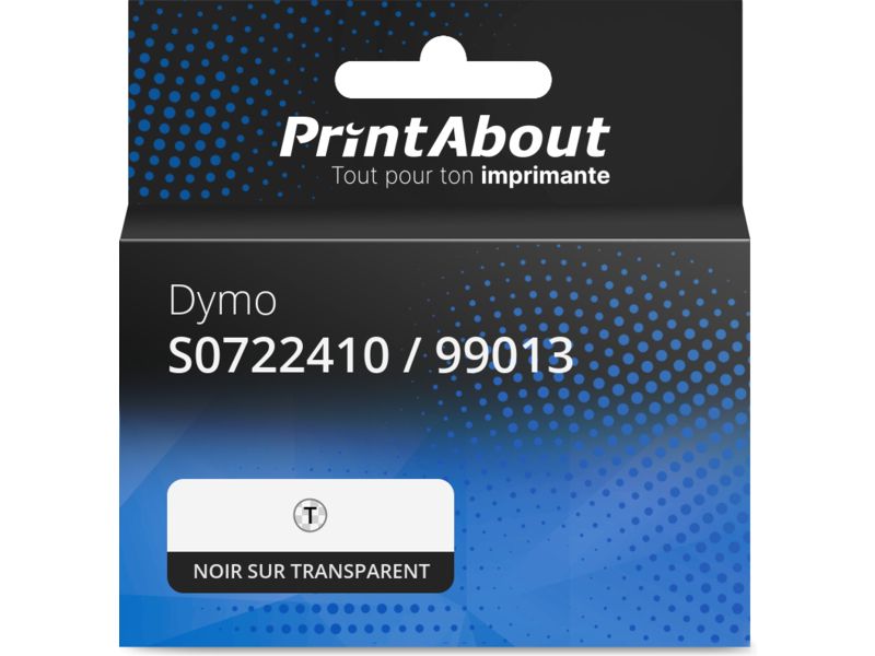 Etiquetas Dymo 99013 (S0722410) (LabelWriter 5XL + 550) - 36 mm x 89 mm, Negro sobre transparente