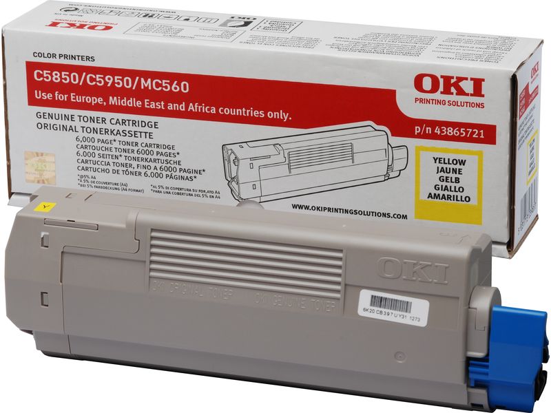 Toner OKI Jaune - Réf. 43865721