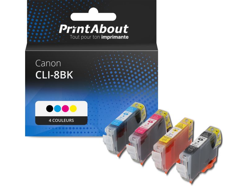 Cartouche d'encre compatible PrintAbout Canon CLI-8BK - 4 couleurs - Multipack