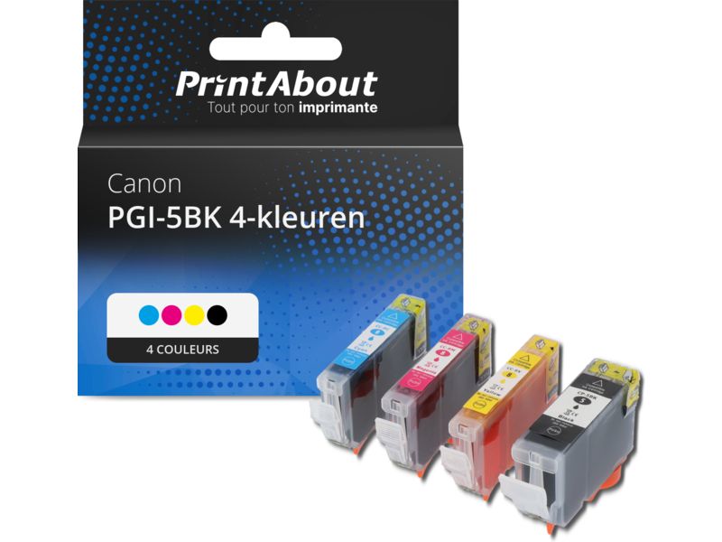 Cartouche d'encre PrintAbout compatible Canon PGI-5BK 4 couleurs - Multipack