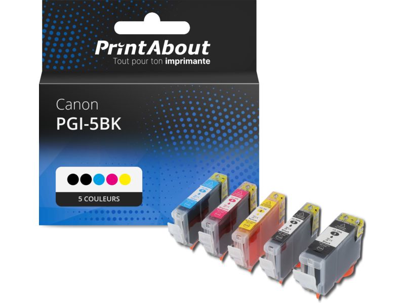 Cartouche d'encre compatible PrintAbout Canon PGI-5BK - 5 couleurs - Multipack