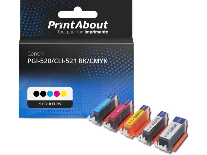 Cartucho compatible Canon PGI-520/CLI-521 - 5 colores - Multipack