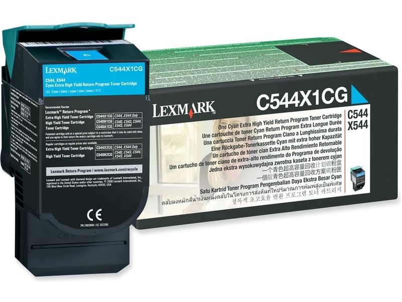 Cartouche d'encre Lexmark C544X1CG Cyan - Capacité élevée