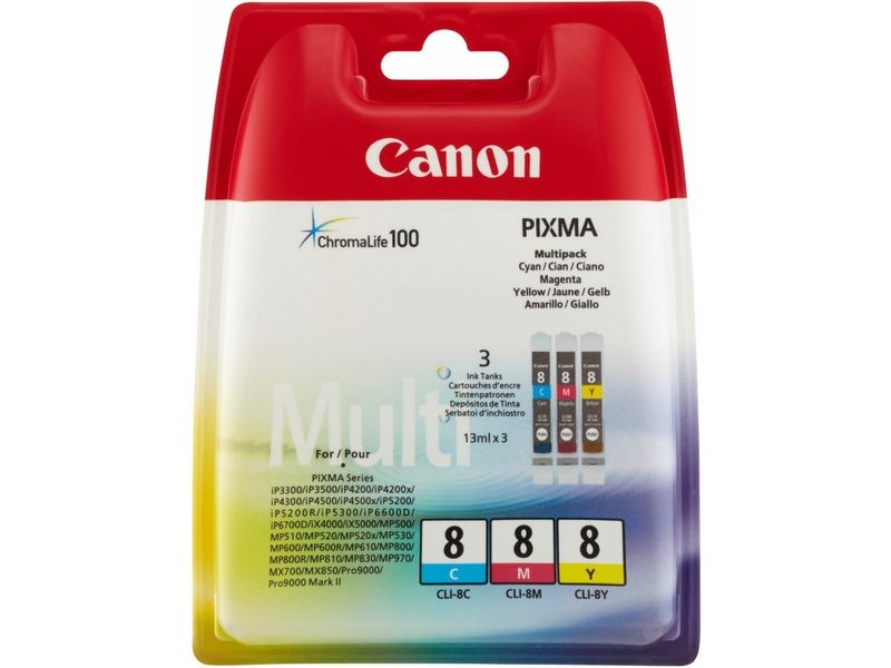 Cartuchas de tinta Canon CLI-8C/M/Y - Pack triple de colores