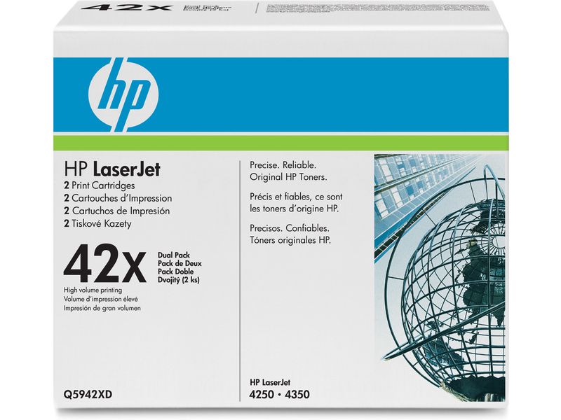 Paquete múltiple de tóner negro HP 42X (Q5942XD) - 2 unidades de alta capacidad