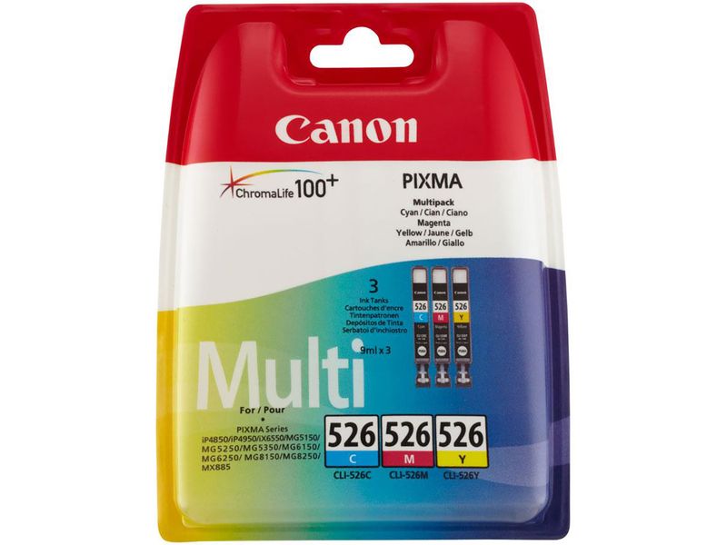Cartuchos de tinta Canon CLI-526C/M/Y - Paquete multipack de 3 colores