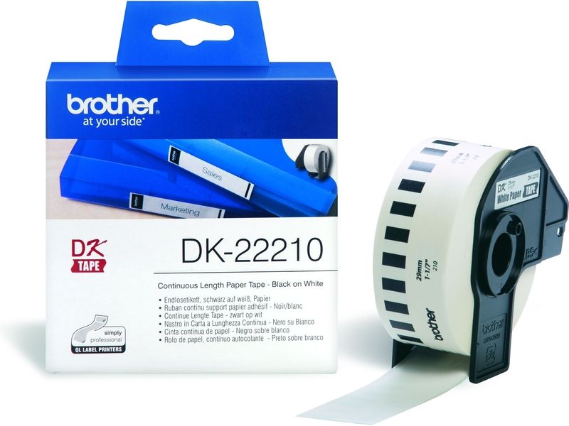 Brother DK-22210 Label, 29mm, Black on White