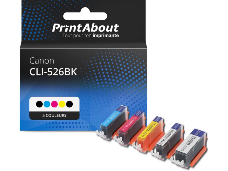 Cartouche d'encre compatible Canon CLI-526BK - 5 couleurs - Multipack