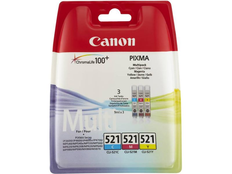 Cartucho de tinta Canon CLI-521C/M/Y 3 colores - Multipack