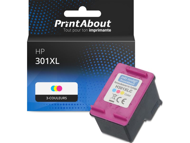 Cartouche compatible PrintAbout HP 301XL (CH564EE) - 3 couleurs - Grande capacité