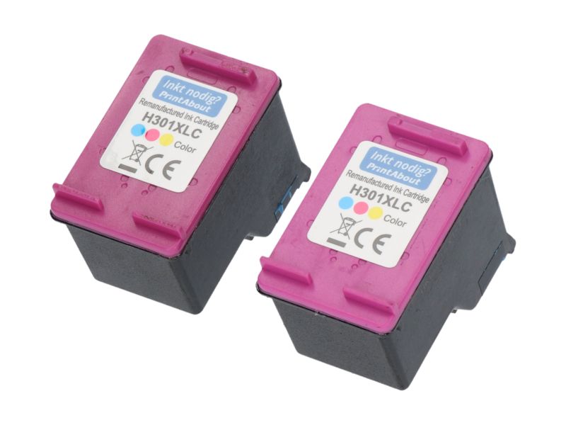 Cartouche compatible HP 301XL PrintAbout (D8J46AE) - paquet de 2 - 3 couleurs - grande capacité - multipack
