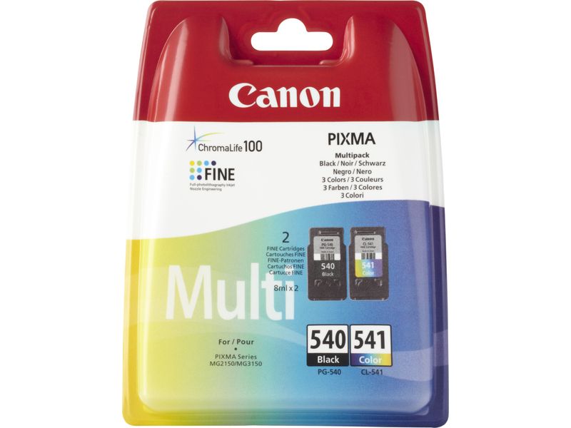 Cartouche d'encre Canon PG-540 / CL-541 Multipack Noir + 3 Couleurs