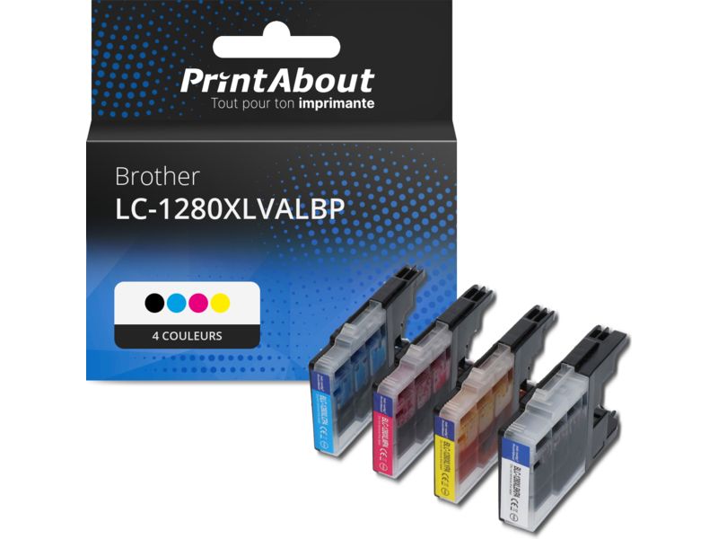 Multipack de cartuchos de tinta compatibles con Brother LC-1280XLVALBP, 4 colores, alta capacidad por PrintAbout