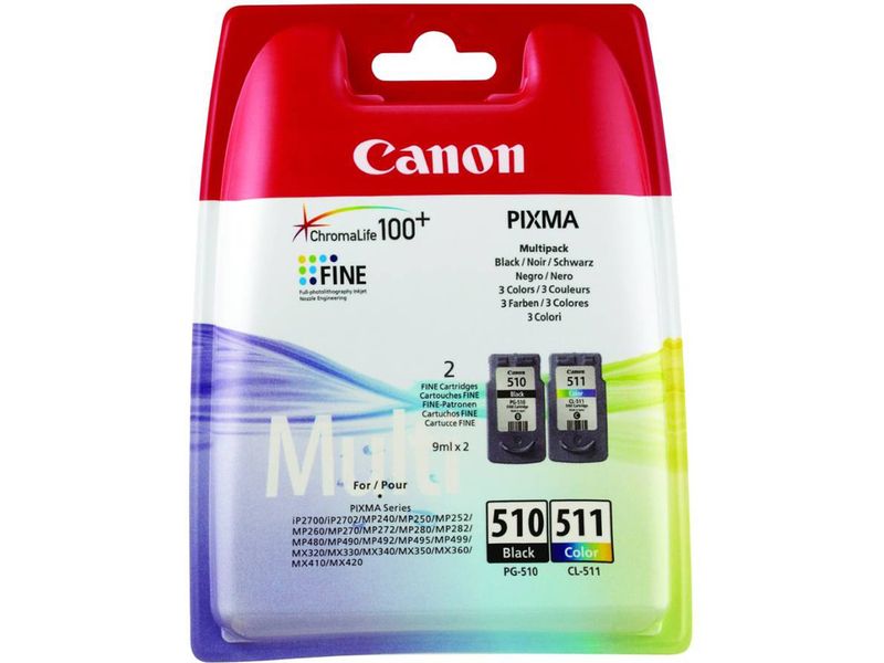 Multipack de cartuchos de tinta Canon PG-510 / CL-511 - Negro + 3 colores