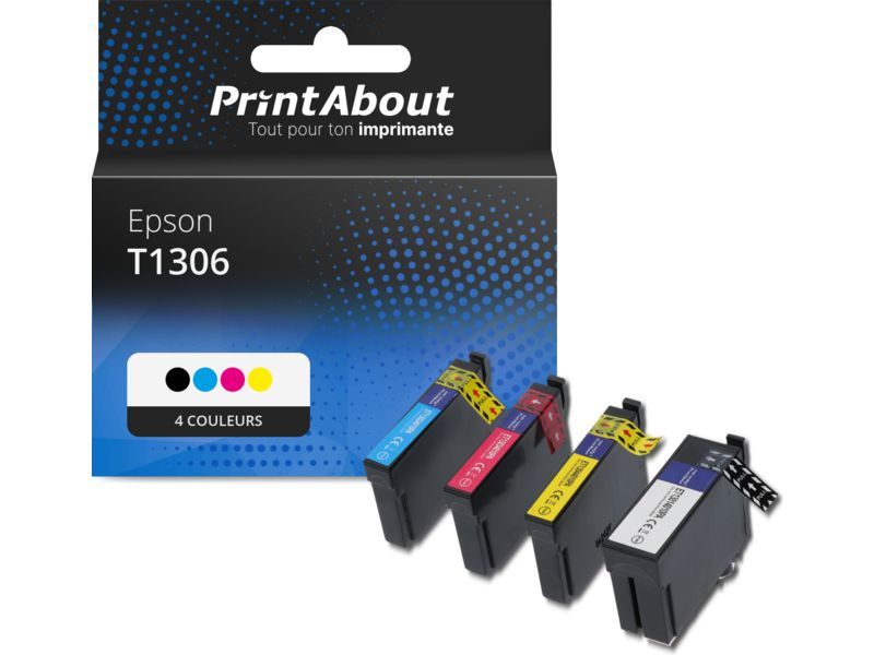 Cartucho compatible Epson T1306 - 4 colores - Alta capacidad - Multipack por PrintAbout