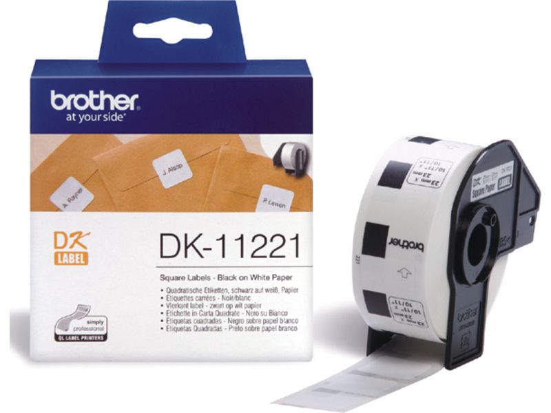 Brother DK-11221 Label, 23mm x 23mm, Black on White