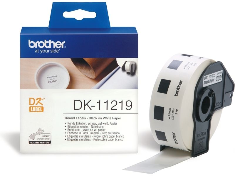Brother DK-11219 Label, 12mm x 12mm, Black on White