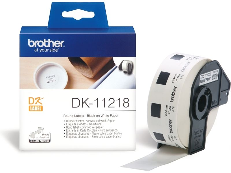 Brother DK-11218 Label, 24mm x 24mm, Black on White