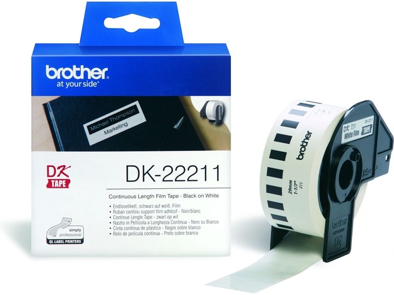 Étiquette Brother DK-22211, 29 mm, Noir sur blanc