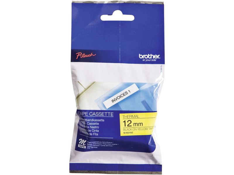 Ruban Brother M-K631 12 mm Noir sur Jaune