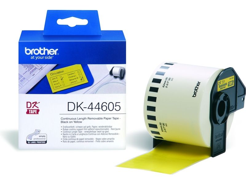 Brother DK-44605 Label, 62mm, Black on Yellow
