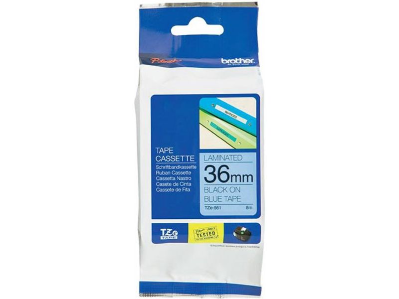 Brother TZe-561 - 36mm - Black on Blue Tape