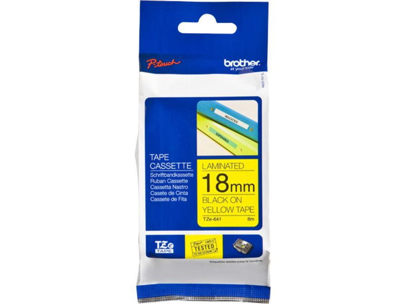Brother TZe-641 18mm Black on Yellow Label