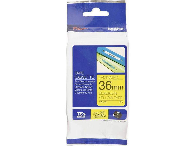Brother TZe-661 - 36mm - Black on Yellow Tape