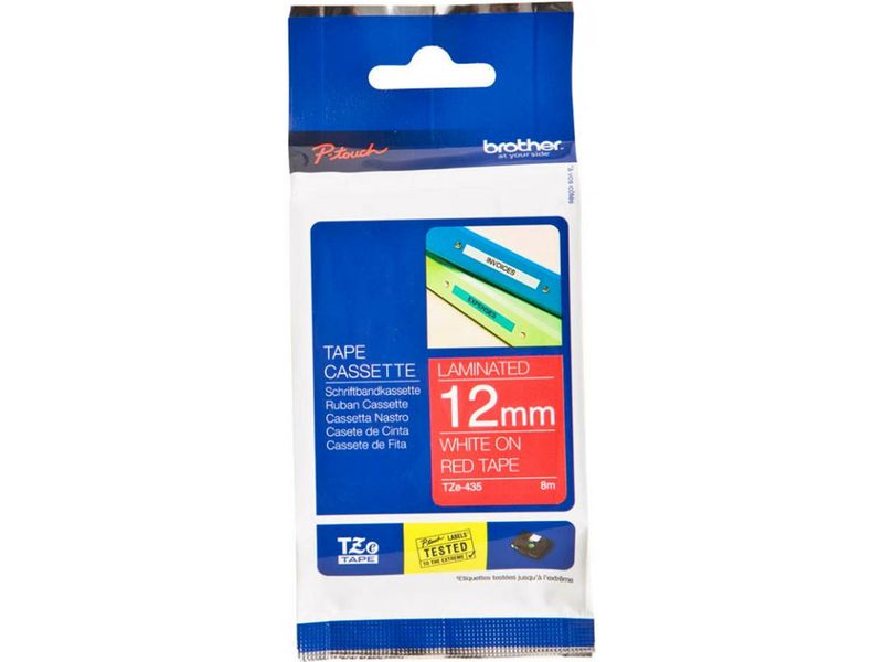 Cintas Brother TZe-435, Blanco sobre Rojo