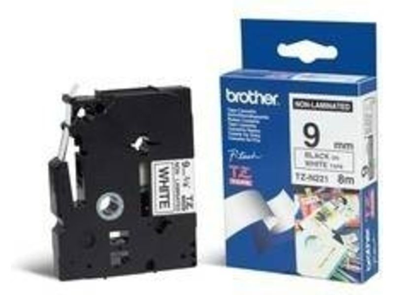 Ruban Brother TZe-N221 - 9 mm - Noir sur blanc