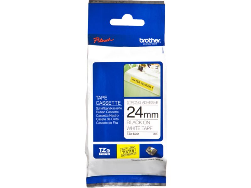 Ruban Brother TZe-S251 Noir sur Blanc 24 mm x 24 mm