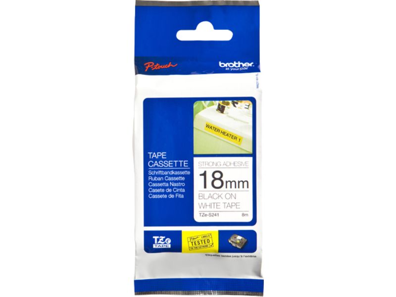 Brother TZe-S241 - 18mm - Black on White Tape