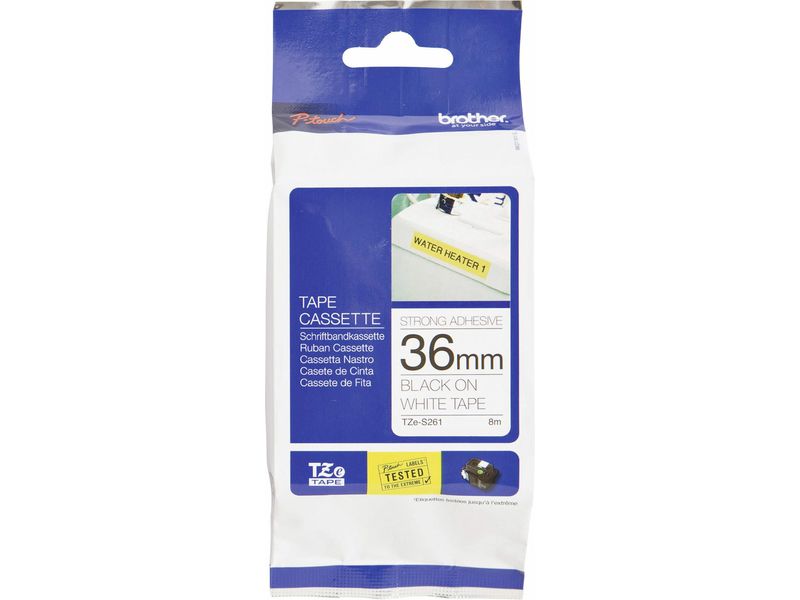 Ruban Brother TZe-S261 - 36 mm - Noir sur blanc