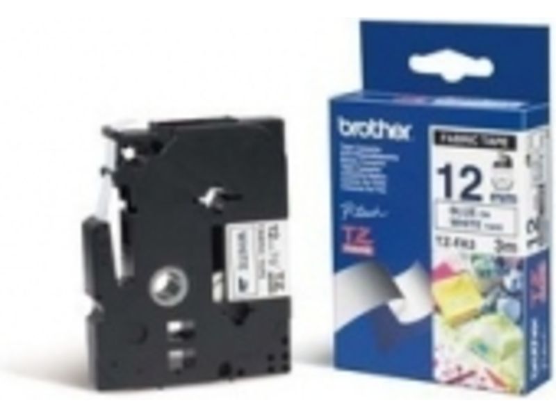 Ruban Brother TZe-FA3 12 mm Bleu sur Blanc