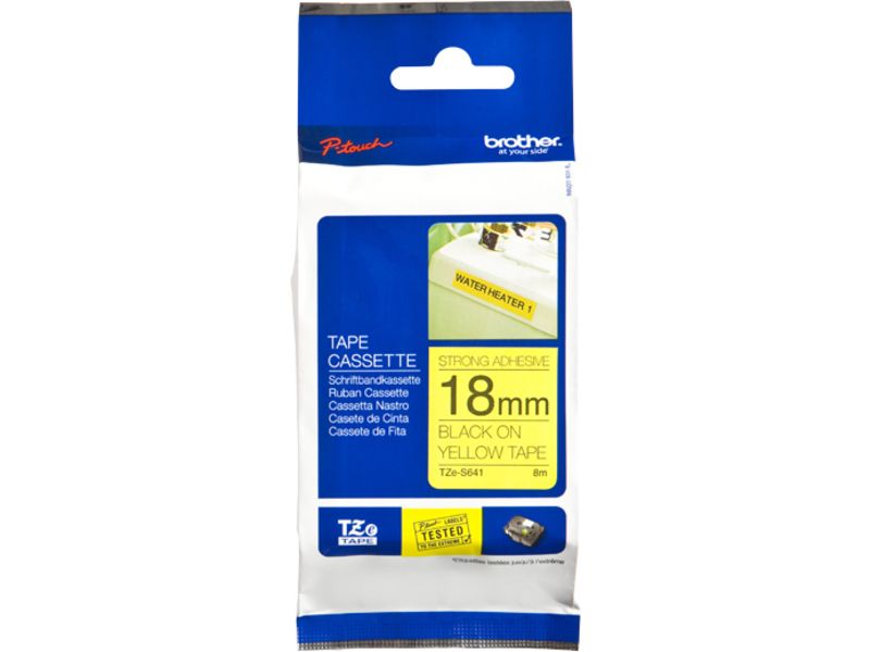 Brother TZe-S641 18mm Black on Yellow Tape