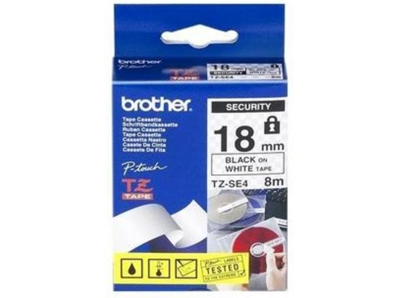 Brother TZe-SE4 - 18mm - Black on White - Tape