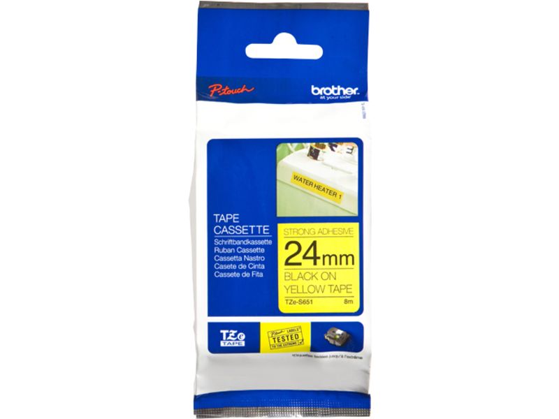 Ruban Brother TZe-S651 - 24 mm x 24 mm - Noir sur jaune