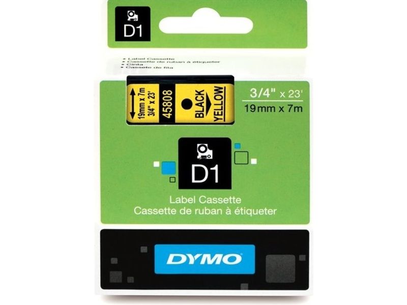 Ruban Dymo 19 mm Noir sur Jaune (S0720880)