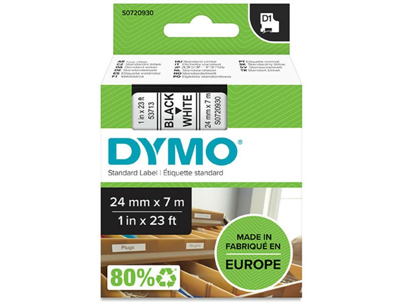 Dymo 24mm x 24mm Black on White Label