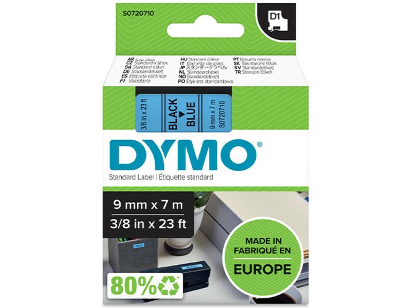 Ruban Dymo Noir sur Bleu 9 mm