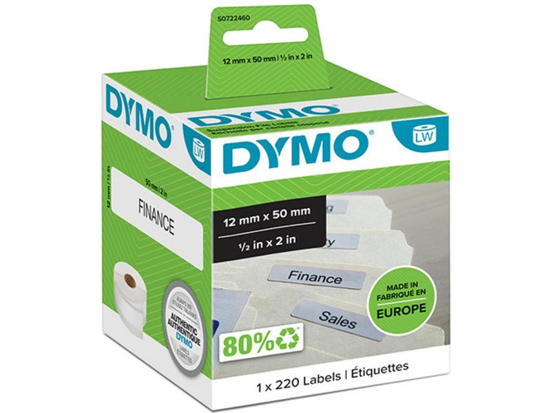Dymo Label - Black on White, 12mm x 50mm