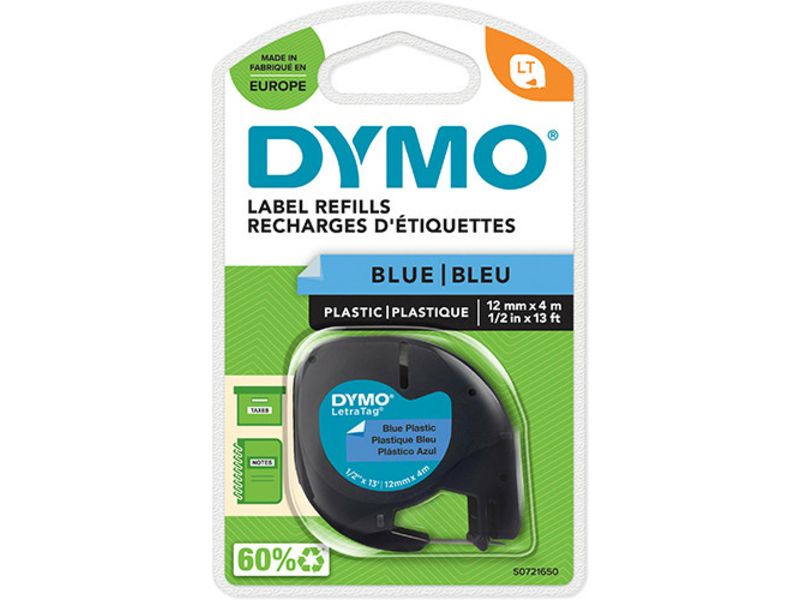 Rebanado Dymo de 12 mm Negro sobre Azul (S0721650)