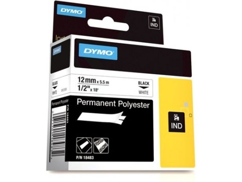 Dymo 18483 (S0718210) 12mm Black on White Label