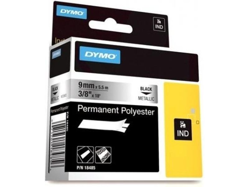 Ruban Dymo 9 mm Noir sur Métallique (S0718170)