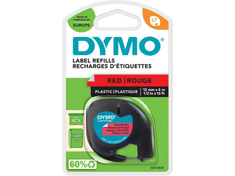 Cintas Dymo 12 mm Negro sobre Rojo (S0721630)
